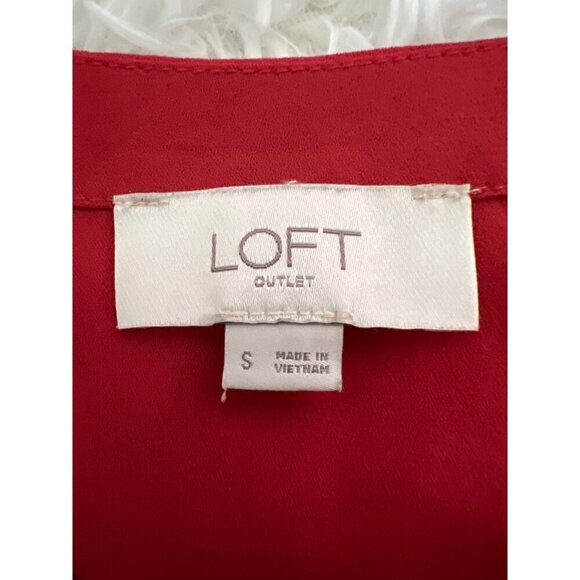 LOFT Lot 2 Blouses Bodysuit Navy Blue Red Small Bundle - Picture 3 of 6